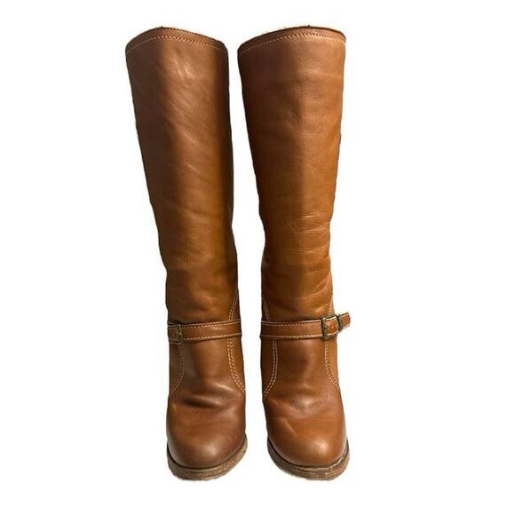 Zodiac Brown Leather Knee High Boots Block Heel Utility Pocket Y2K 2000s 5M